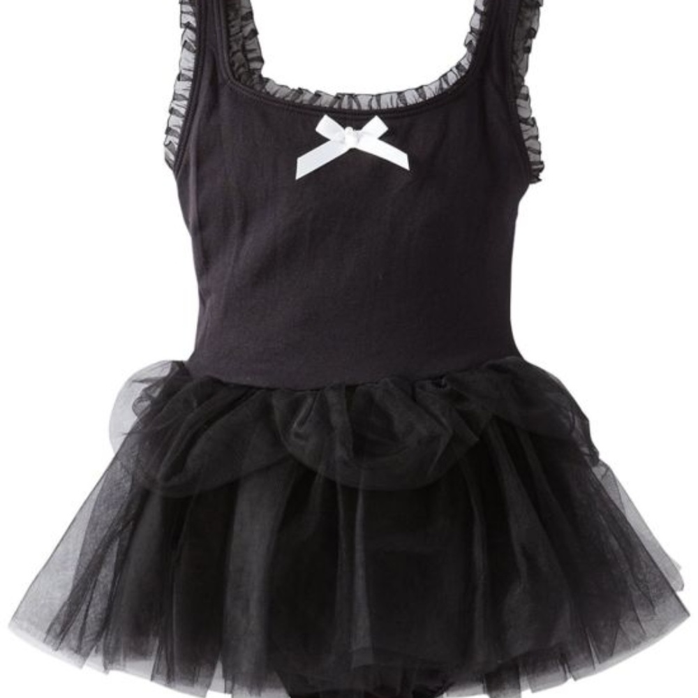 Danskin girls tutu leotard black ruffles 8-10 NWT
